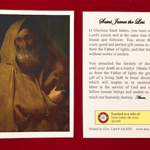 BULK PACK 50 CARDS - Saint James the Less Apostle Third Class Relic Holy Cards (Touched to a first class relic of the Saint) - Card Stock