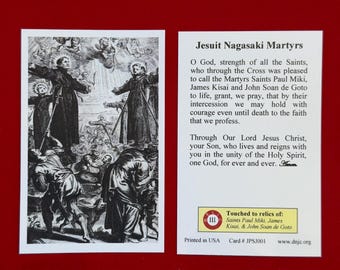 Jesuit Nagasaki Martyrs - St Paul Miki and Companions - Third Class Relic Holy Cards (Touched to relics of the Saints) - Card Stock