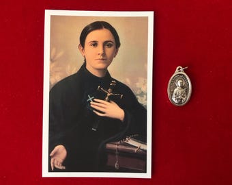 Saint Gemma Galgani Relic Medal Pack - Third Class Relic Holy Card & Medal  (Touched to relic of the Saint)