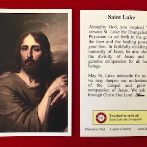 Cartes saintes relique de troisième classe de Saint Luc l'évangéliste (touché à une relique du saint) - Stock cartonné