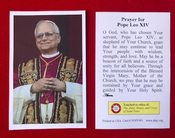 Pope Leo XIV Prayer Holy Cards (Robert Francis Prevost) (Touched to Relics of St Peter)