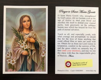 Saint Maria Goretti Third Class Relic Holy Card  (Touched to a relic of Saint Maria Goretti)