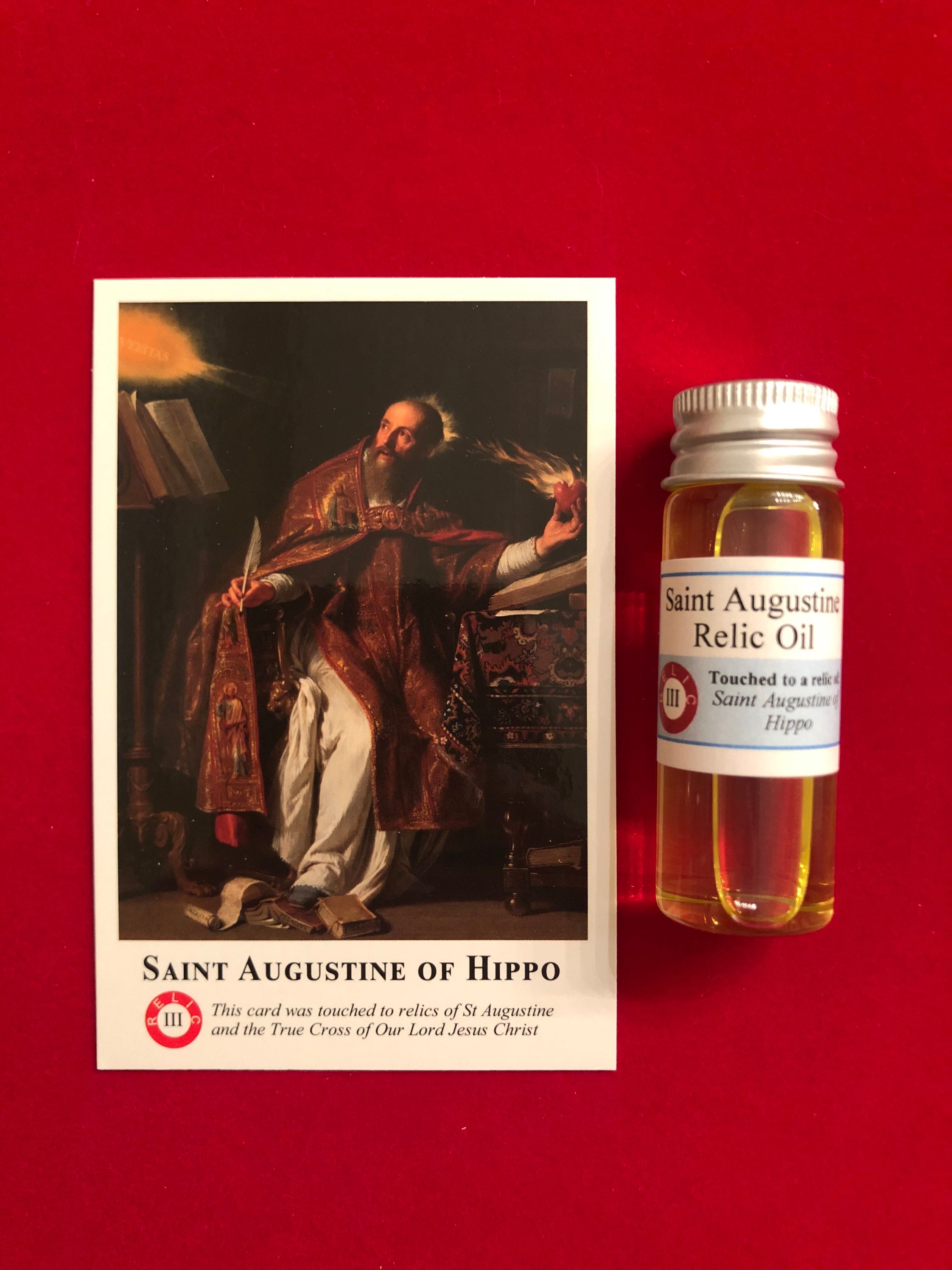 Saint Augustine Devotional Relic Holy Oil Pack (Touched to a relic of Saint Augustine of Hippo)