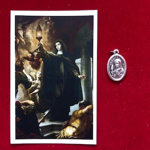 Pack de médailles de relique Sainte Claire d'Assise - Médaille et carte sacrée relique de troisième classe (touché à la relique de Sainte Claire)