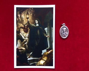 Saint Clare of Assisi Relic Medal Pack - Third Class Relic Holy Card & Medal  (Touched to relic of St Clare)