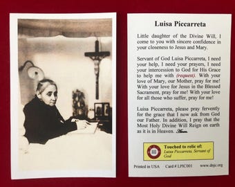 Luisa Piccareta (Divine Will) Third Class Relic Holy Cards (Touched to a relic of the Servant of God) - Card Stock