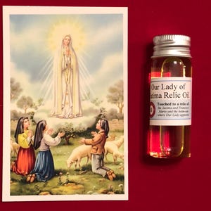 Unsere Dame von Fatima Relikte Heilige Ölpackung (berührt, um Relikte von Sts Jacinta und Francisco Marto und der Steineiche, wo Unsere Liebe Frau erschien)