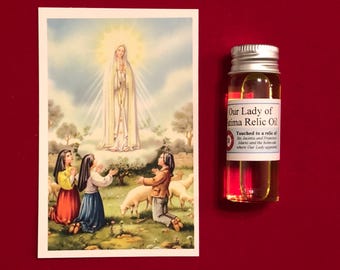 Our Lady of Fatima Relic Holy Oil Pack (Touched to relics of Sts Jacinta and Francisco Marto and the holm-oak where Our Lady appeared)