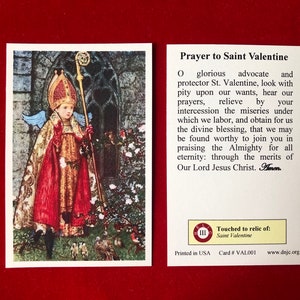 PACK DE 50 CARTES - Cartes saintes relique de troisième classe de la Saint-Valentin (touchées à une relique du saint de première classe) - Stock cartonné