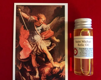 Saint Michael the Archangel Devotional Relic Holy Oil Pack (Touched to a relic of St Michael and the True Cross of Our Lord)