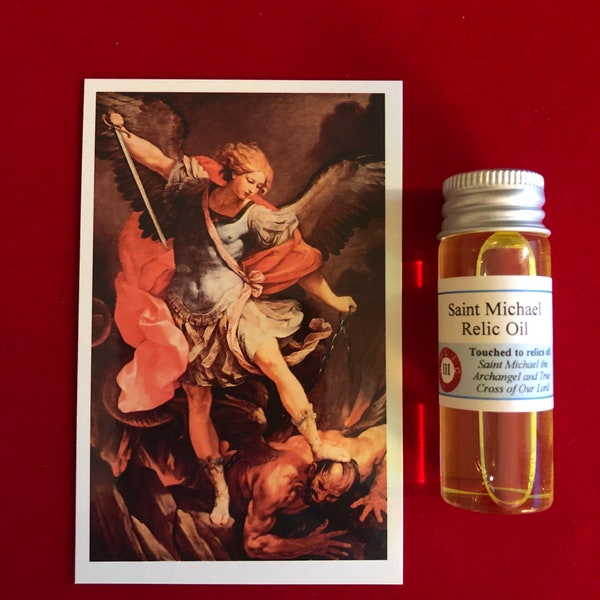 Saint Michael the Archangel Devotional Relic Holy Oil Pack (Touched to a relic of St Michael and the True Cross of Our Lord)