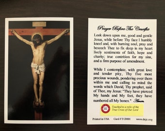 BULK PACK 50 CARDS - True Cross Third Class Relic Holy Card (Touched to a relic of the True Cross of Our Lord Jesus Christ)
