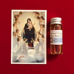 Paquete de Óleos Santos de la Reliquia Devocional de la Santísima Virgen María (Tocado a una reliquia del Velo y la Casa de BVM)