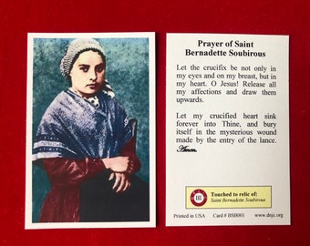 Tarjetas Sagradas de Tercera Clase Reliquia de Santa Bernadette Soubirous (Tocadas a una reliquia de la Santa) - Cartulina