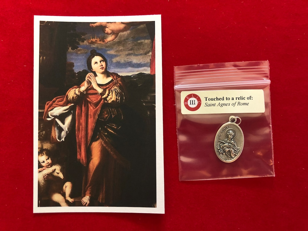 Saint Agnes of Rome Relic Medal Pack - Third Class Relic Holy Card ...