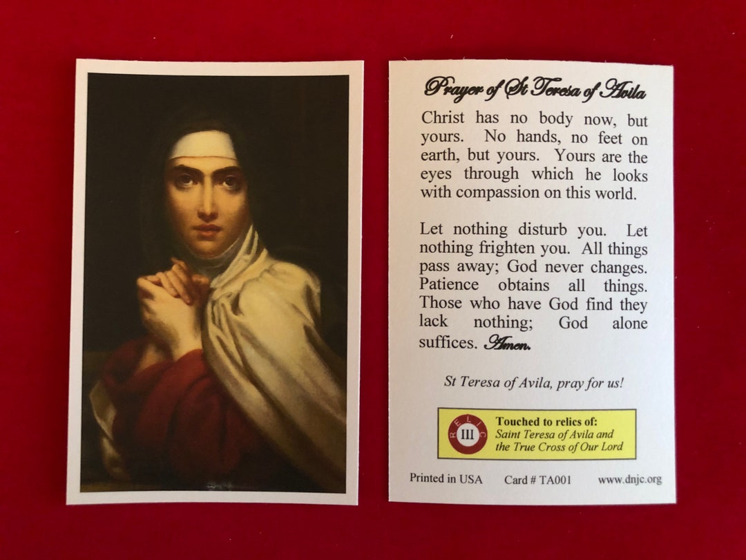 Saint Teresa of Avila Third Class Relic Holy Cards touched to a Relic