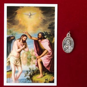 Pack de médailles de relique de Saint Jean-Baptiste - Médaille et carte sainte de relique de troisième classe (touché à la relique de Saint-Jean-Baptiste)