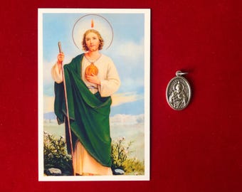 Saint Jude Relic Medal Pack - Third Class Relic Holy Card & Medal  (Touched to relic of St Jude)