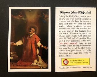 Saint Philip Neri Third Class Relic Holy Cards (Touched to a first class relic of the Saint) - Card Stock