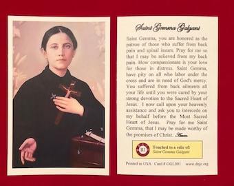 Saint Gemma Galgani Third Class Relic Holy Cards (Touched to a first class relic of the Saint) - Card Stock