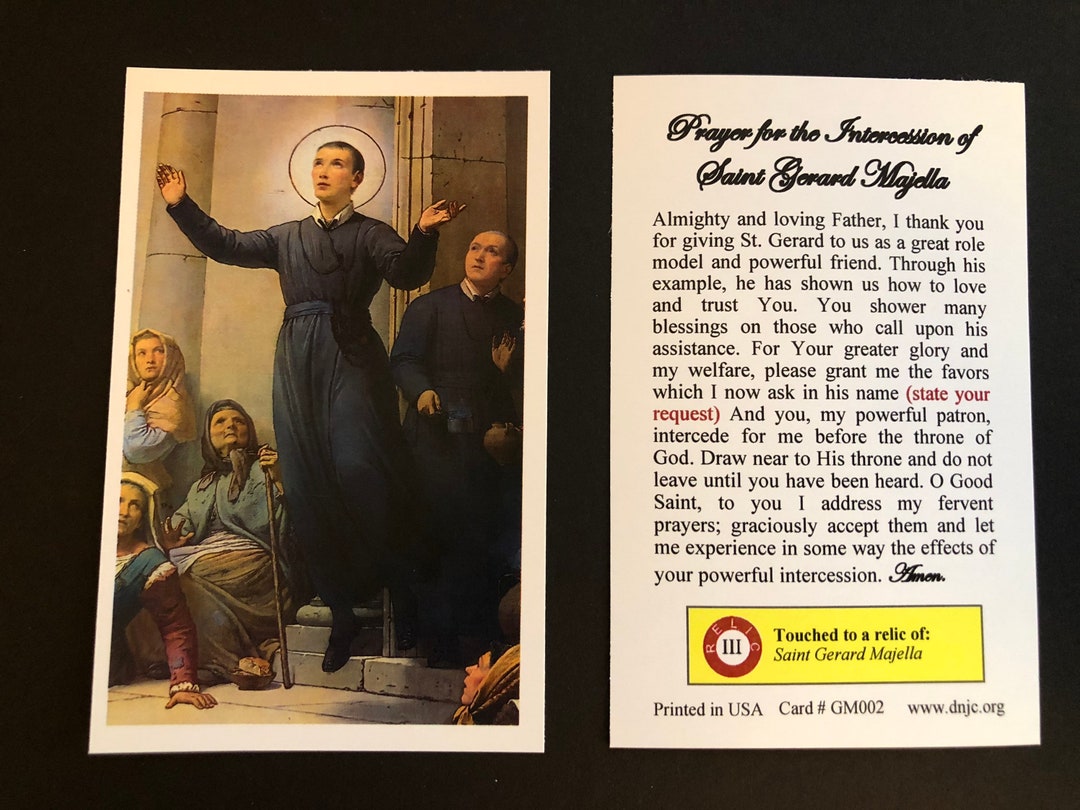 Saint Gerard Majella Third Class Relic Holy Cards (touched to a Relic ...