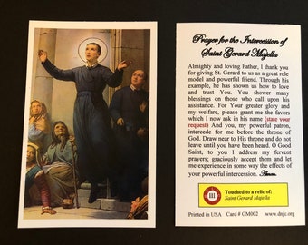 Saint Gerard Majella Third Class Relic Holy Cards (Touched to a first class relic of the Saint) - Card Stock