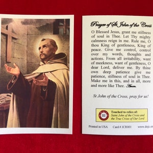Lot de 50 cartes - Cartes saintes relique de troisième classe de Saint Jean de la Croix (touchées à une relique du saint) - Stock cartonné
