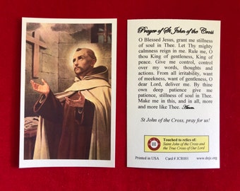 Saint John of the Cross Third Class Relic Holy Cards (Touched to a relic of the Saint) - Card Stock