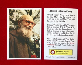 Blessed Solanus Casey Third Class Relic Holy Cards (Touched to a relic of the Blessed) - Card Stock