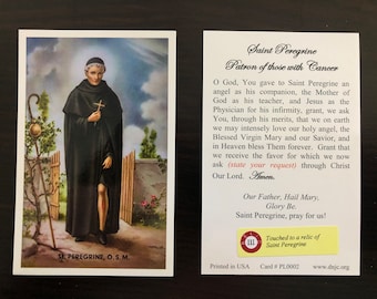 Saint Peregrine Laziosi Third Class Relic Holy Card  (Touched to a relic of Saint Peregrine Laziosi)