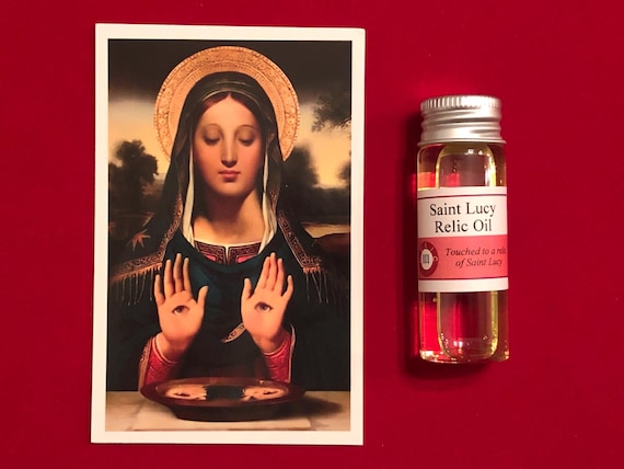 Saint Lucy Devotional Relic Holy Oil Pack (Touched to a first class relic of Saint Lucy)