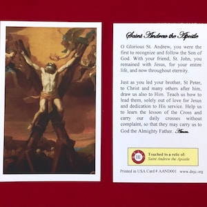 Saint Andrew the Apostle Third Class Relic Holy Cards (Touched to a first class relic of the Saint) - Card Stock