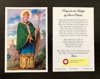 BULK PACK 50 CARDS - Saint Patrick Relic Holy Card  (Touched to a first class relic of Saint Patrick)