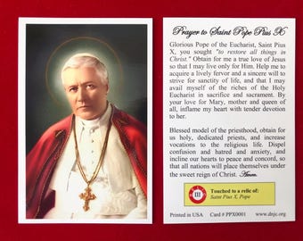 Cartão Sagrado de Relíquia de Terceira Classe de São Papa Pio X (Tocado em uma relíquia de São Papa Pio X)