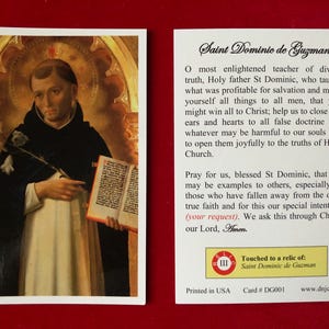 BULKVERPAKKING 50 KAARTEN - Saint Dominic de Guzman 3e klas relikwie heilige kaarten (aangeraakt door een eersteklas relikwie van de heilige) Orde van predikers