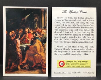 Apostles Creed Third Class Relic Holy Card  (Touched to relics of the Apostles)