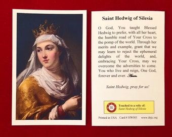 Saint Hedwig of Silesia Third Class Relic Holy Cards (Touched to a first class relic of the Saint) - Card Stock