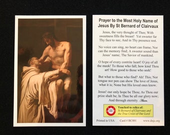 Estampa Sagrada Reliquia de Tercera Clase de San Bernardo de Claraval (Tocada con una reliquia de San Bernardo Abad y la Vera Cruz de Nuestro Señor)