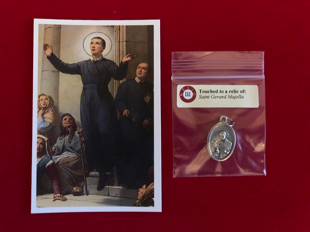 Saint Gerard Majella Relic Medal Pack Third Class Relic Holy Card