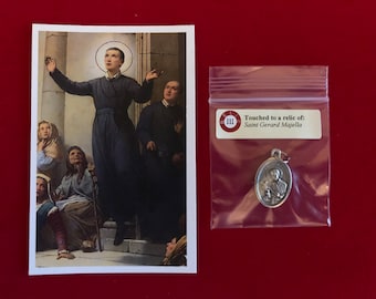 Saint Gerard Majella Relic Medal Pack - Third Class Relic Holy Card & Medal  (Touched to a relic of Saint)