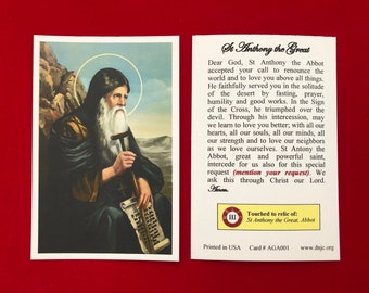 6-Pack of Saint Anthony the Great Abbot Third Class Relic Holy Cards (Touched to a relic of the Saint) - Card Stock
