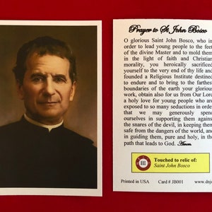 Immagine sacra di San Giovanni Bosco Reliquia di Terza Classe (Toccata su una reliquia del Santo) - Cartoncino
