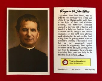 Saint John Bosco Third Class Relic Holy Cards (Touched to a relic of the Saint) - Card Stock