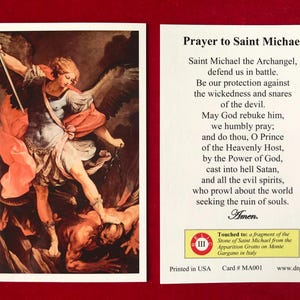 Heiliger Michael der Erzengel Dritte Klasse Relikt Heilige Karten (berührt mit dem Stein des Heiligen Michael)