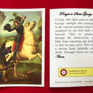 Cartes saintes relique de troisième classe de Saint George (touché à une relique de Saint George, martyr) - Papier cartonné