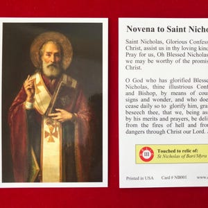 Cartes saintes relique de troisième classe de Saint-Nicolas de Bari Myra (touchées à une relique du saint)