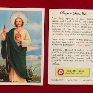 BULKVERPAKKING 50 KAARTEN - Saint Jude derde klas relikwie heilige kaart (aangeraakt door een relikwie van de heilige Judas de apostel)