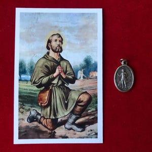 Pack de médailles de relique de Saint Isidore le fermier - Médaille et carte du saint relique de troisième classe (touché à une relique de saint)