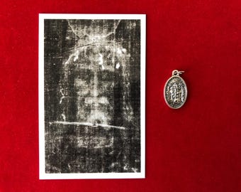Holy Shroud of Turin Relic Medal Pack - Third Class Relic Holy Card & Medal  (Touched to relic of the Shroud of Turin)