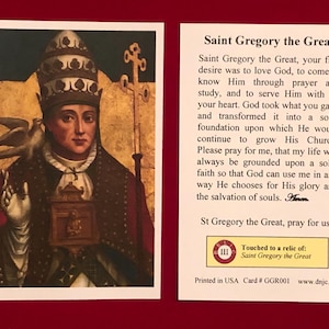 Cartes saintes relique de troisième classe de Saint Grégoire le Grand (touché à une relique du saint) - Stock cartonné